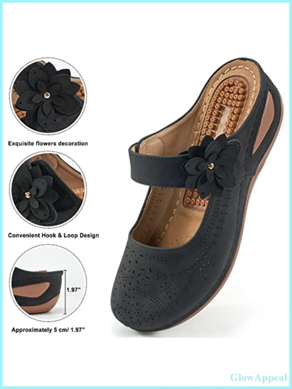 Women's Dressy Summer Mules Wedge Heel Slip On Closed Toe Sandals Adjustable